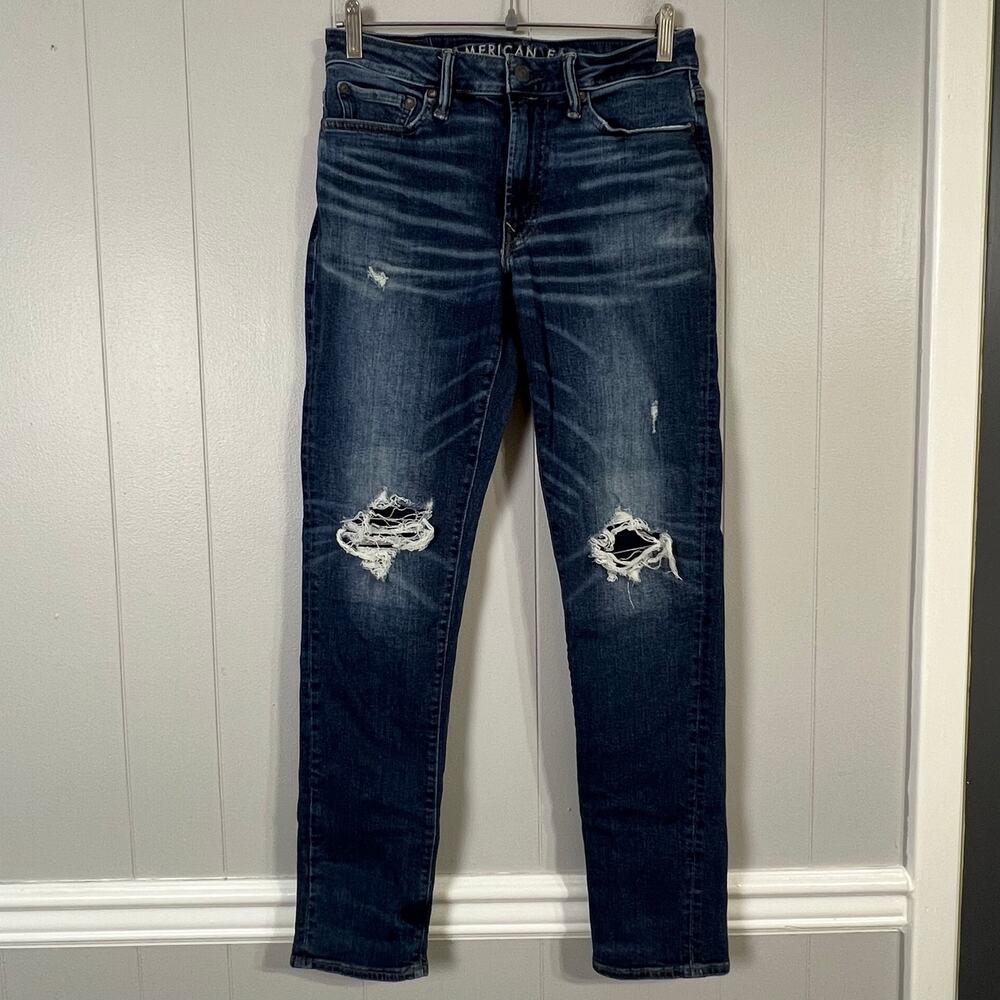 Distressed Slim Jeans Men’s 29x32 (29x30) American Eagle Patched Holes Denim